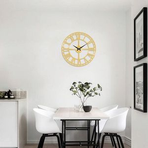 Ceas de perete, Metal Wall Clock 2, Metal, Dimensiune: 48 x 48 cm, Auriu imagine