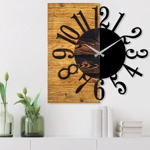 Ceas de perete, Wooden Clock 7, Lemn/metal, Dimensiune: 58 x 3 x 58 cm, Nuc / Negru imagine