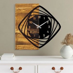 Ceas de perete, Wooden Clock 4, Lemn/metal, Dimensiune: 57 x 3 x 58 cm, Nuc / Negru imagine