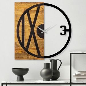 Ceas de perete, Wooden Clock 24, Lemn/metal, Dimensiune: 58 x 3 x 58 cm, Nuc / Negru imagine