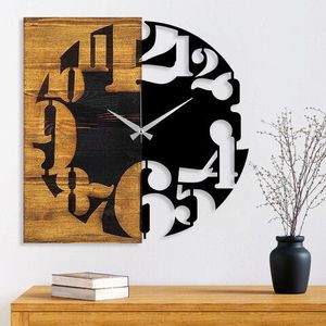 Ceas de perete, Wooden Clock 3, Lemn/metal, Dimensiune: 58 x 3 x 58 cm, Nuc / Negru imagine