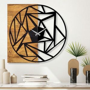 Ceas de perete, Wooden Clock 36, Lemn/metal, Dimensiune: 60 x 3 x 58 cm, Nuc / Negru imagine