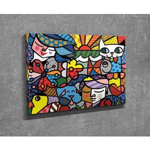 Tablou decorativ, DC339, Canvas, Lemn, Multicolor imagine
