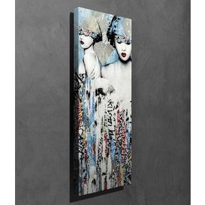Tablou decorativ, PC267, Canvas, Lemn, Multicolor imagine