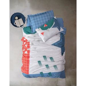 Lenjerie de pat pentru o persoana Young, Astral - Denim v2, Cotton Box, Bumbac Ranforce imagine