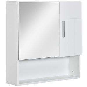 Kleankin dulap baie, 2 usi, oglinda inclusa, 54x15.2x55.3 cm, alb | AOSOM RO imagine