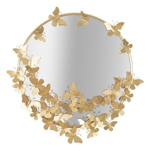 Oglinda decorativa Butterfly, Mauro Ferretti, 74x75 cm, fier, auriu imagine