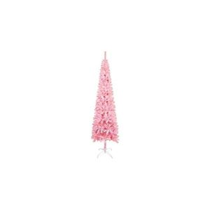 Pom de Craciun artificial subtire, roz, 240 cm imagine