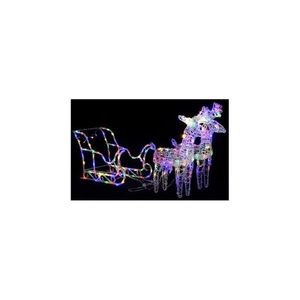 Decoratiune de Craciun reni si sanie 160 LED-uri 130 cm acril imagine