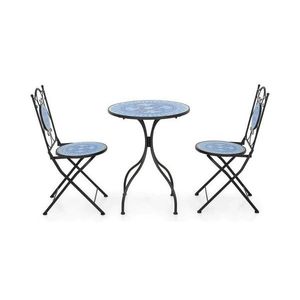 Set 2 scaune Florals pliabile si masuta, albastru imagine