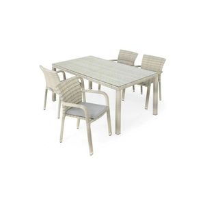 Set mobilier gradina, dining, 4 scaune si masa, aluminiu si poliratan, HORECA imagine