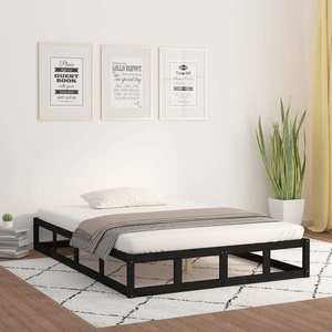vidaXL Cadru de pat, negru, 200x200 cm, lemn masiv imagine