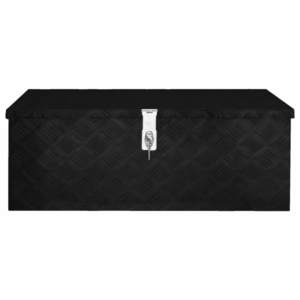 vidaXL Cutie de depozitare, negru, 80x39x30 cm, aluminiu imagine