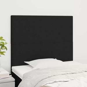 vidaXL Tăblii de pat, 2 buc, negru, 100x5x78/88 cm, textil imagine