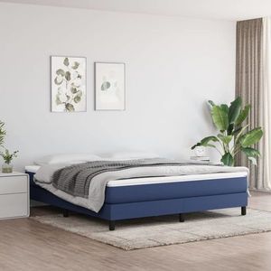 vidaXL Cadru de pat, albastru, 180 x 200 cm, material textil imagine