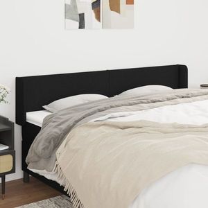 vidaXL Tăblie de pat cu aripioare negru 203x16x78/88 cm textil imagine