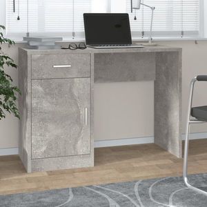 vidaXL Birou cu sertar și dulap, gri beton 100x40x73 cm lemn prelucrat imagine