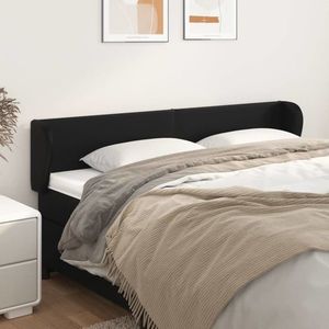 vidaXL Tăblie de pat cu aripioare negru 163x23x78/88cm piele ecologică imagine