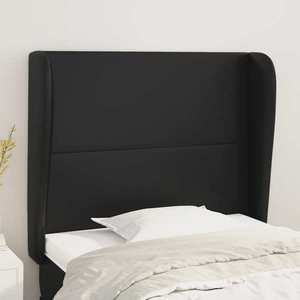 vidaXL Tăblie de pat cu aripioare, negru, 83x23x118/128 cm, piele eco imagine