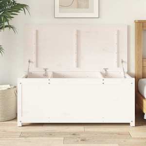 vidaXL Cutie de depozitare, alb, 110x50x45, 5 cm, lemn masiv de pin imagine