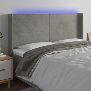 vidaXL Tăblie de pat cu LED, gri deschis, 203x16x118/128 cm, catifea imagine