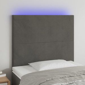 vidaXL Tăblie de pat cu LED, gri închis, 100x5x118/128 cm, textil imagine