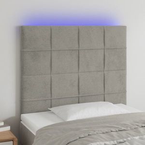 vidaXL Tăblie de pat cu LED, gri deschis, 90x5x118/128 cm, catifea imagine