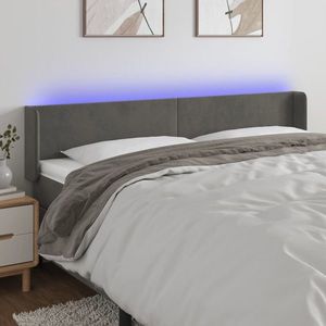 vidaXL Tăblie de pat cu LED, gri închis, 203x16x78/88 cm, catifea imagine