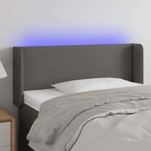 vidaXL Tăblie de pat cu LED, gri, 83x16x78/88 cm, piele ecologică imagine