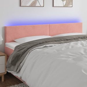 vidaXL Tăblie de pat cu LED, roz, 200x5x78/88 cm, catifea imagine