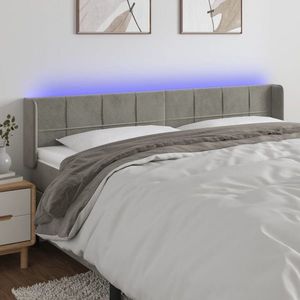 vidaXL Tăblie de pat cu LED, gri deschis, 203x16x78/88 cm, catifea imagine