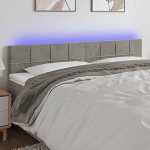 vidaXL Tăblie de pat cu LED, gri deschis, 200x5x78/88 cm, catifea imagine