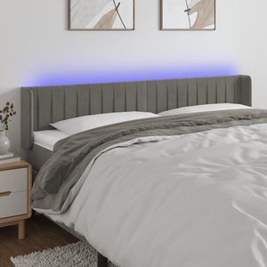 vidaXL Tăblie de pat cu LED, gri deschis, 203x16x78/88 cm, catifea imagine