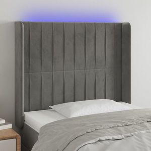 vidaXL Tăblie de pat cu LED, gri deschis, 103x16x118/128 cm, catifea imagine