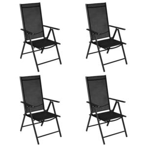 vidaXL Set mobilier de exterior, 5 piese, negru, aluminiu și textilenă imagine