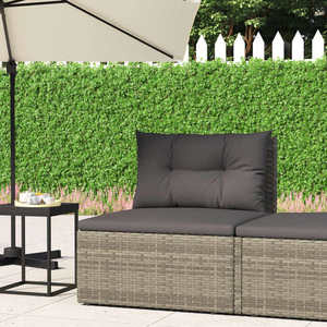 vidaXL Canapea de mijloc de grădină, cu perne, gri, poliratan imagine