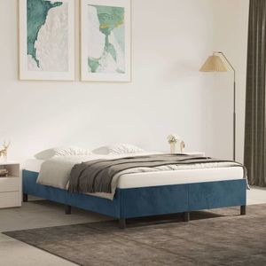 vidaXL Cadru de pat, albastru închis, 140x190 cm, catifea imagine