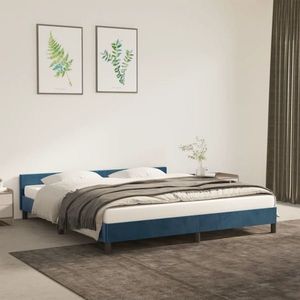 vidaXL Cadru de pat cu tăblie, albastru închis, 180x200 cm, catifea imagine