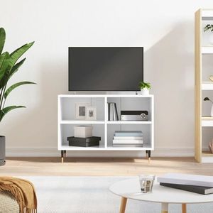 vidaXL Comodă TV, alb extralucios, 69, 5x30x50 cm, lemn compozit imagine
