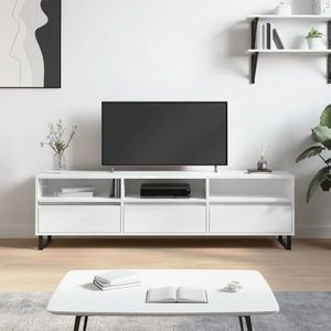 vidaXL Comodă TV, alb extralucios, 150x30x44, 5 cm, lemn prelucrat imagine