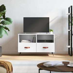 vidaXL Comodă TV, alb extralucios, 80x36x50 cm, lemn prelucrat imagine