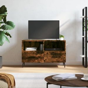 vidaXL Comodă TV, stejar fumuriu, 80x36x50 cm, lemn prelucrat imagine
