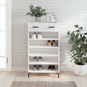 vidaXL Pantofar, alb extralucios, 60x35x105 cm, lemn prelucrat imagine