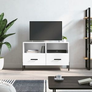 vidaXL Comodă TV, alb extralucios, 80x36x50 cm, lemn prelucrat imagine