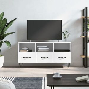 vidaXL Comodă TV, alb extralucios, 102x36x50 cm, lemn prelucrat imagine