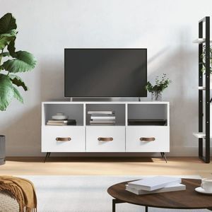 vidaXL Comodă TV, alb extralucios, 102x36x50 cm, lemn prelucrat imagine