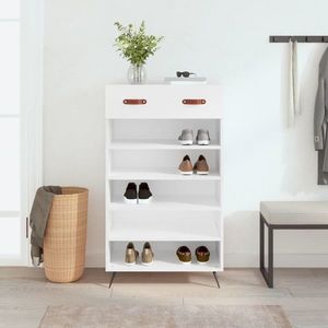 vidaXL Pantofar, alb, 60x35x105 cm, lemn compozit imagine