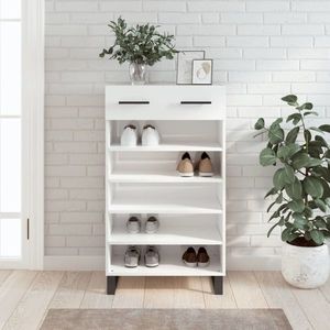 vidaXL Pantofar, alb extralucios, 60x35x105 cm, lemn prelucrat imagine