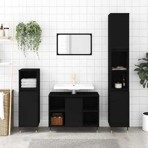 vidaXL Dulap pentru baie, negru, 80x33x60 cm, lemn compozit imagine