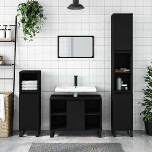 vidaXL Dulap pentru baie, negru, 80x33x60 cm, lemn compozit imagine